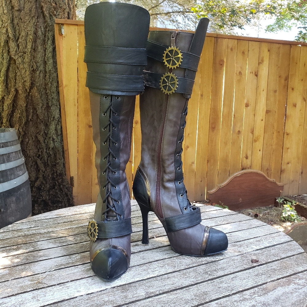 Steampunk High Heeled Boots